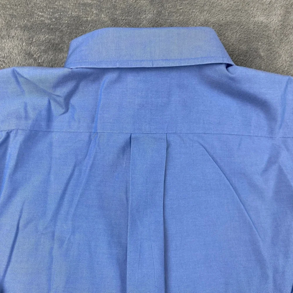 L.L.Bean Mens 15.5-33 Button Down Shirt Blue Wrinkle Free Slightly Fitted
